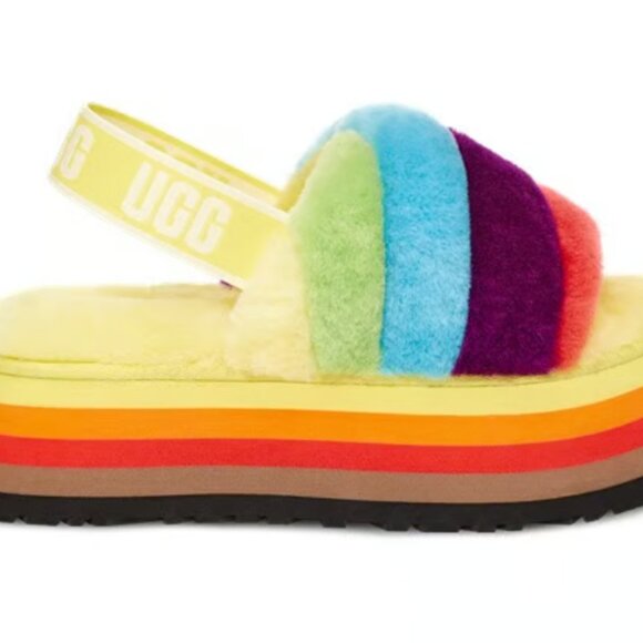 UGG Disco Rainbow Stripe Slide Special Edition - Picture 1 of 6